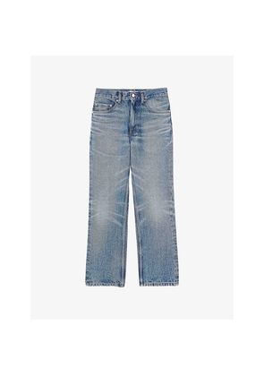 Womens Sandro Faded Straight-Leg Denim Jeans