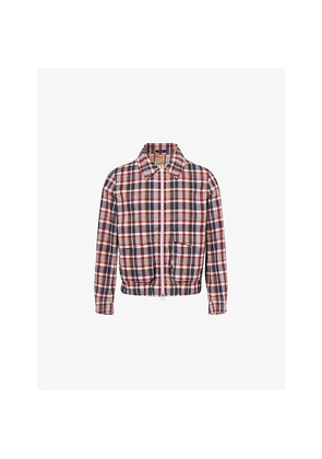 Mens Drakes Check-Print Waxed Cotton Jacket