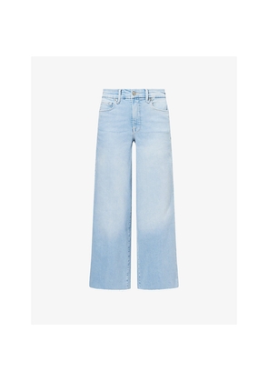 Womens Good American Good Waist Palazzo Crop-Leg Stretch-Denim Blend Jeans