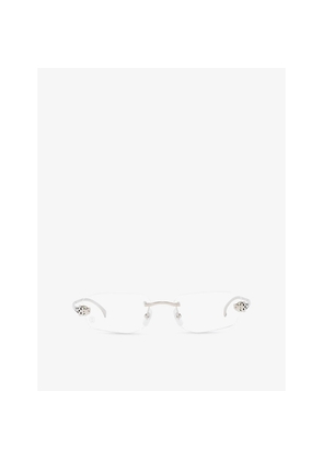 Womens Cartier ct0494O Panthère Rectangle-Frame Metal Optical Glasses