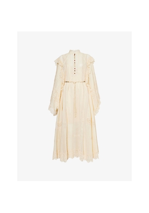 Womens Zimmermann Rhiannon Lace Cotton-Poplin Midi Dress