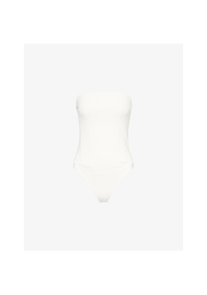 Womens Good American Crystal Scuba Stretch-Woven Bodysuit