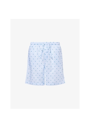 Mens Derek Rose Ledbury Striped Elephant-Print Cotton Lounge Shorts