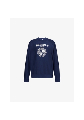 Womens Sporty & Rich Bh Crest Soft Round-Neck Cotton-Blend Sweatshirt