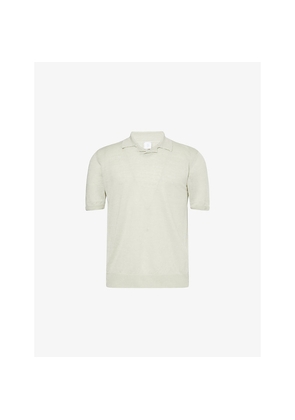 Mens Eleventy Bowling-Collar Regular-Fit Linen Polo Shirt