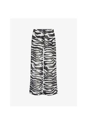 Womens The Attico Zebra Drawstring Cotton-Poplin Trousers