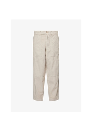 Mens Barbour Patch-Pocket Straight-Leg Linen and Cotton Trousers