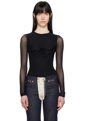 Jean Paul Gaultier Black 'The Flocked Tattoo Ruban' T-shirt