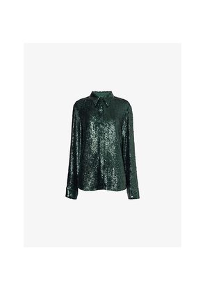 Womens Dries Van Noten Sequin-Embellished Long-Sleeves Woven Shirt