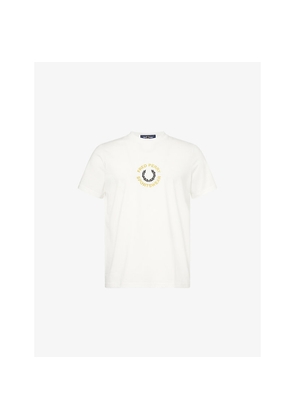 Mens Fred Perry Brand-Embroidery Crewneck Cotton-Jersey T-Shirt