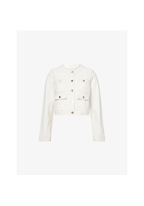 Womens Paige Kiya Round-Neck Denim Jacket