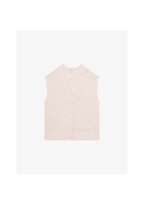 Womens Reiss Lily Knitted Cotton and Linen Top