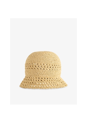 Womens Miu Miu Branded Crotchet Woven Bucket Hat