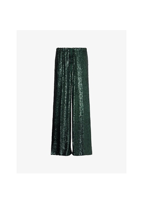 Womens Dries Van Noten Sequin-Embellished Wide-Leg Woven Trousers