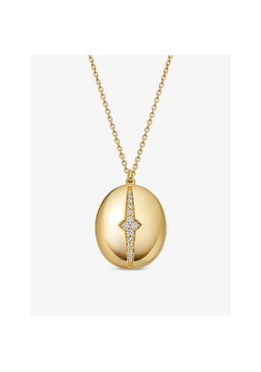 Womens Astley Clarke Luna Light Oval 18ct Yellow Gold Vermeil and White Sapphire Locket Necklace