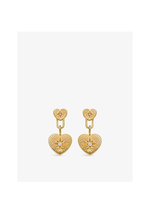 Astley Clarke Biography Double Heart 18ct Yellow Gold Vermeil and White Sapphire Drop Earrings