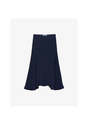 Womens Prada Cady Flared Woven Midi Skirt