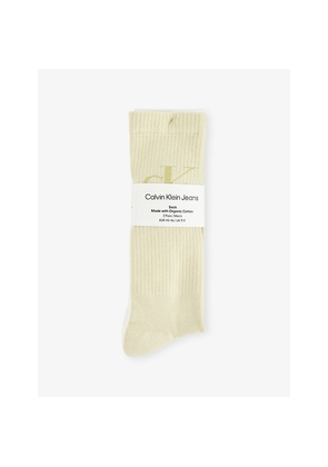 Mens Calvin Klein Monogram Two-Pack Cotton-Blend Socks