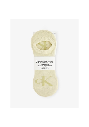 Mens Calvin Klein Footie High Cut Two-Pack Cotton-Blend Socks