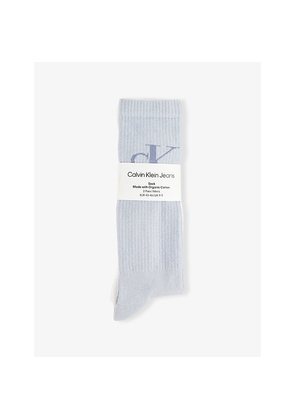 Mens Calvin Klein Monogram Two-Pack Cotton-Blend Socks