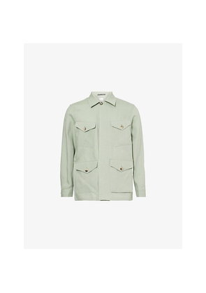 Mens Paul Smith Patch-Pocket Long-Sleeve Linen Overshirt