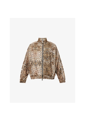 Mens Cole Buxton Leopard Relaxed-Fit Woven Track Jacket