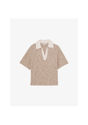 Womens Reiss Sam Cotton-Blend Knit Polo Shirt