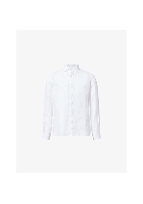 Mens 120% Lino Regular-Fit Curved-Hem Linen Shirt