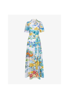Womens Mary Katrantzou Como Belted Cotton-Poplin Maxi Dress