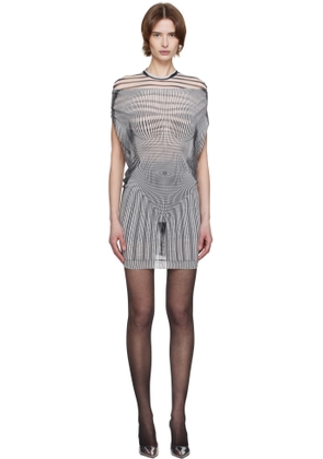 Jean Paul Gaultier White & Black 'The Draped Body Morphing' Minidress