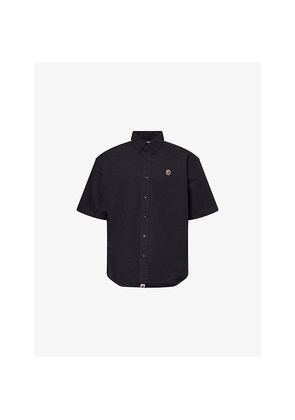 Mens A Bathing Ape One Point Ape Head Jacquard Cotton Oxford Shirt