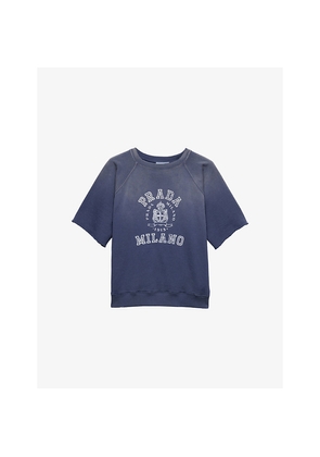 Womens Prada Logo-Print Relaxed Cotton-Jersey T-Shirt