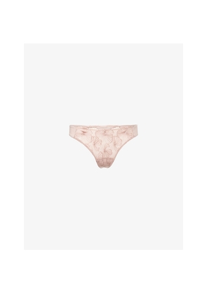 Womens Wacoal Cateline Mid-Rise Tanga Stretch-Lace Thong