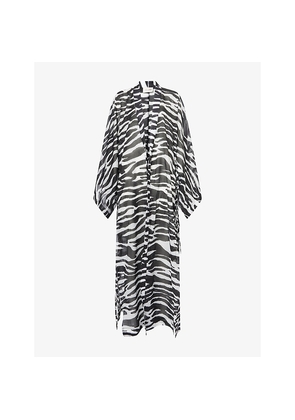 Womens The Attico Zebra-Print Cotton-Muslin Kaftan
