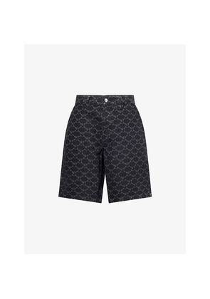 Mens A Bathing Ape 13Oz Ape-Monogram Relaxed-Fit Denim Shorts