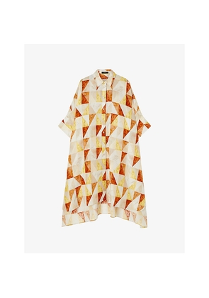 Womens Joseph Dania Marble-Print Silk Midi Dress