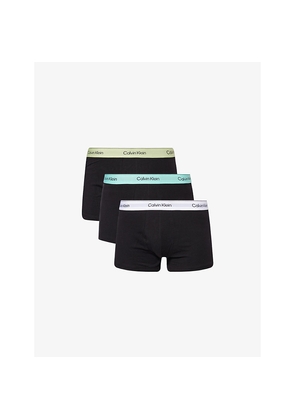Mens Calvin Klein Icon Logo-Waistband Pack Of Three Stretch-Cotton Trunks