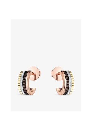 Womens Boucheron Quatre Classique Mini 18ct Yellow-Gold, White-Gold, Pink-Gold, PVD and 0.12 Diamond Hoop Earrings