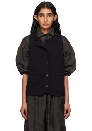 Cordera Black Boat-Neck Waistcoat Cardigan