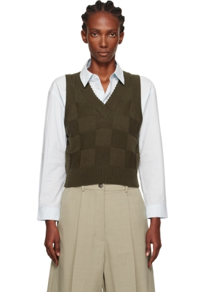 Cordera Khaki Checkered Cotton & Cashmere Vest
