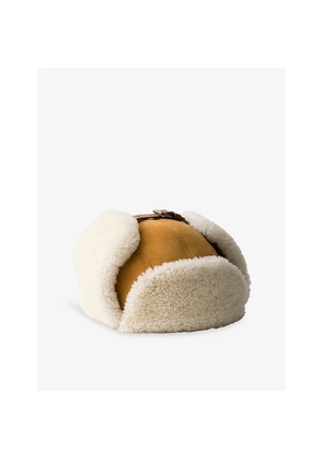 Mens Prada Shearling Suede Trapper Hat
