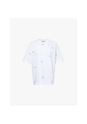 Womens Ganni Rhinestone-Embellished Cotton T-Shirt