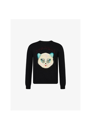 Mens Valentino Garavani Le Chat De La Maison Cat-Intarsia Cotton and Wool Jumper