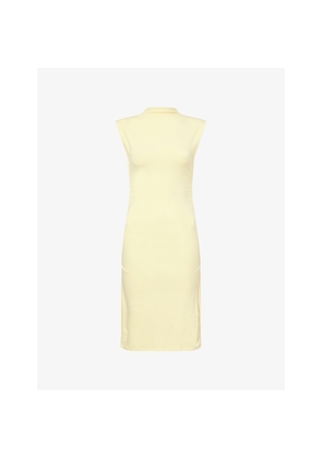 Womens Good American Mock-Neck Ruched Stretch-Jersey Mini Dress