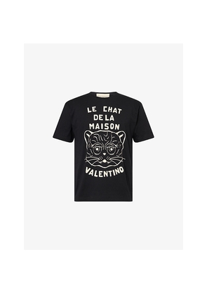 Mens Valentino Garavani Chat De La Maison Crewneck Cotton-Jersey T-Shirt