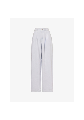 Womens Frame Tapered-Leg High-Rise Cotton-Blend Trousers