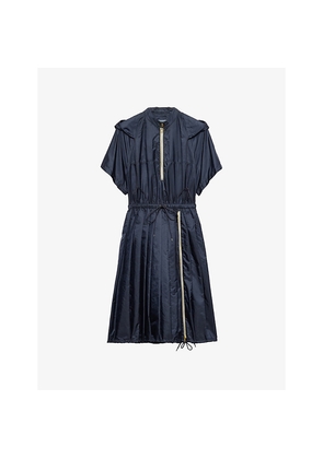 Womens Prada Re Nylon Drawstring-Waist Woven Midi Dress