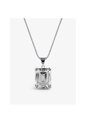 Womens Carat London Fulton 9ct White-Gold 1.5ct Emerald-Cut Cubic Zirconia Necklace