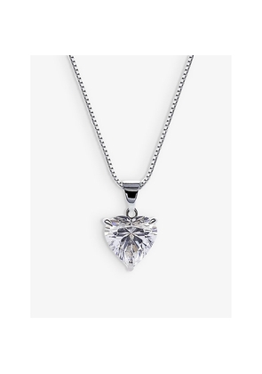 Womens Carat London Camden Heart 9ct White Gold and 1.5ct Cubic Zirconia Pendant Necklace