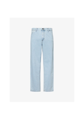 Mens Carhartt WIP Single Knee Brand-Patch Denim Jeans